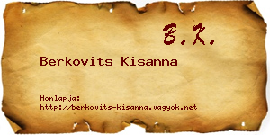 Berkovits Kisanna névjegykártya